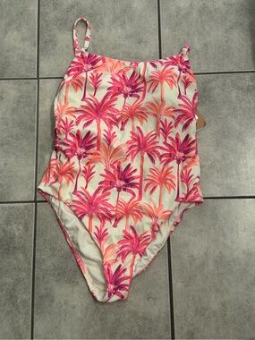 Target Pink & Coral Palm One-Piece Swimsuit